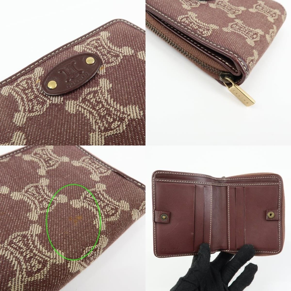 Celine Celine Macadam Denim Wallet Burgundy Size ONE SIZE - 6 Thumbnail