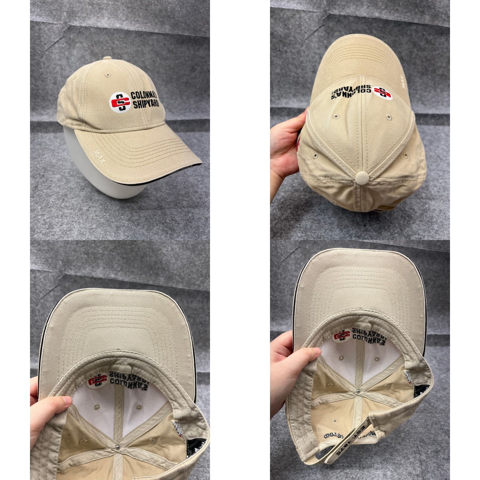 Vintage VINTAGE Colonna's Shipyard Hat Cap Strap Back Adult One Size Beige 100% Cotton Workwear Size ONE SIZE - 8 Thumbnail