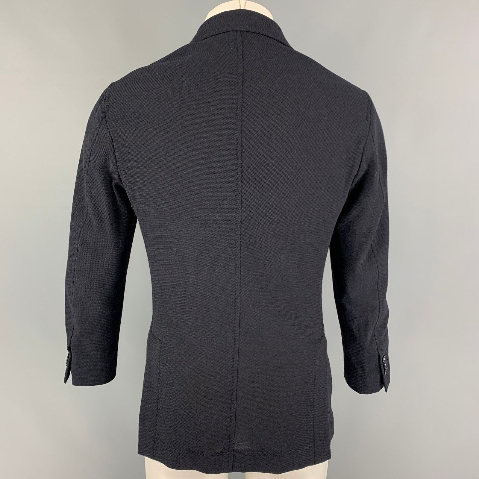 THE GIGI Navy Textured Cotton Blend Double Breasted Sport Coat Size 36R - 3 Thumbnail