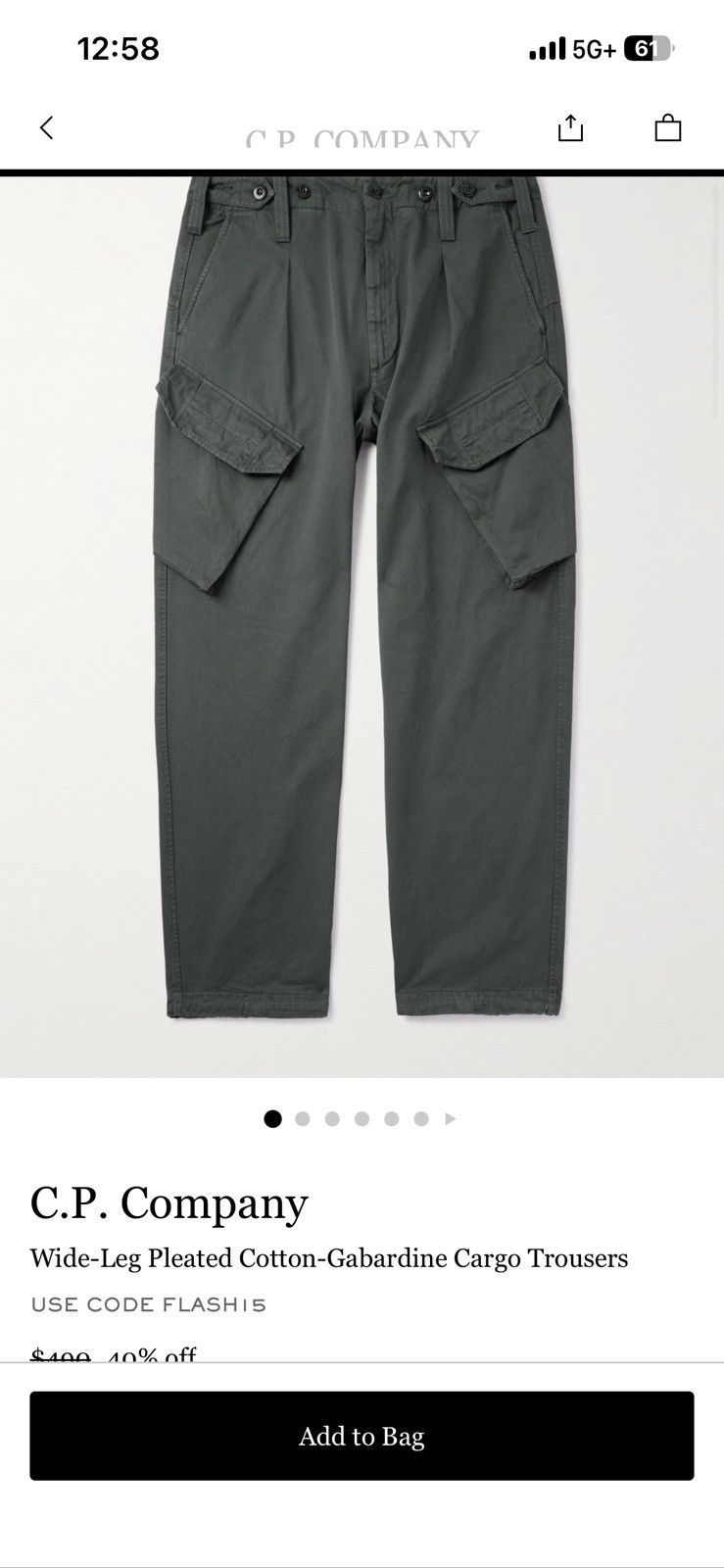 C.P. Company Wide-Leg Pleated Cotton-Garbardine Cargo Trouser Size US 32 / EU 48 - 13 Thumbnail