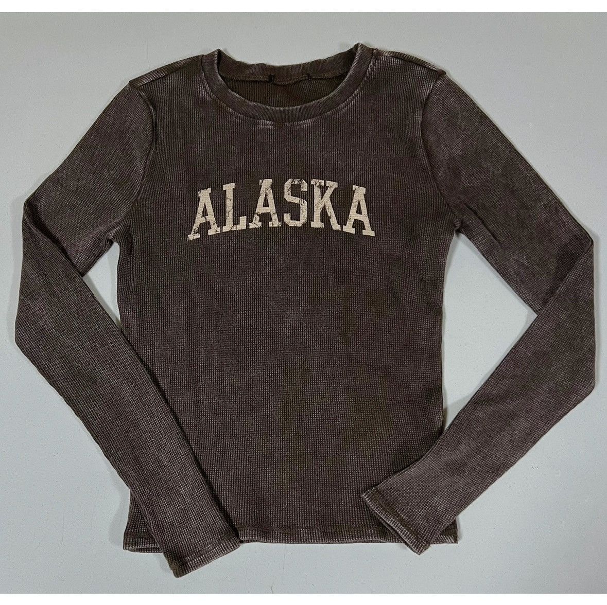 Vintage Brown ‘Alaska’ Long Sleeve Thermal T-Shirt Top Tee Size M 🤎✨ Size M / US 6-8 / IT 42-44 - 3 Thumbnail