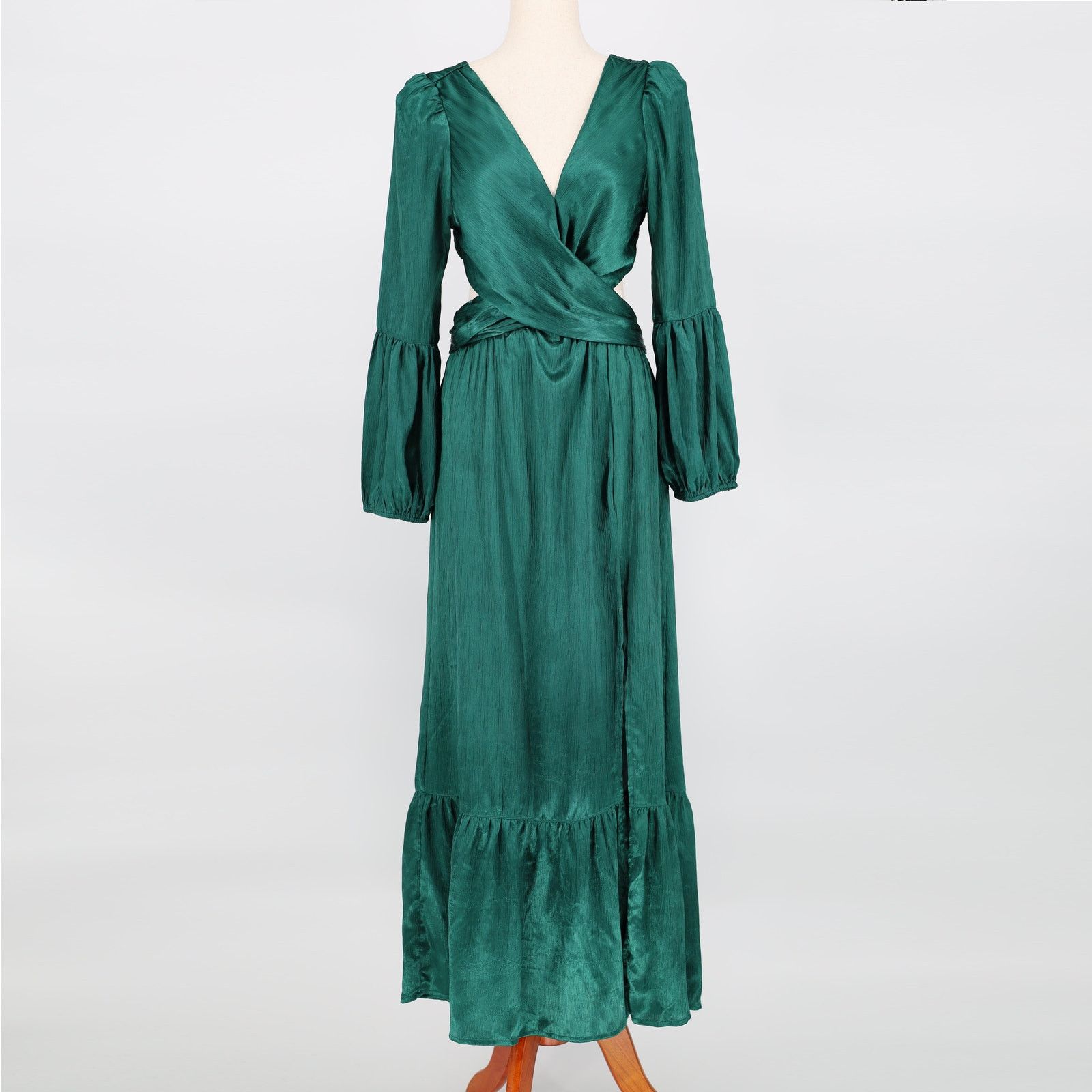 The Unbranded Brand Rahi Women Deep Green Satin Leila Cut Out Maxi Dress Size M Size M / US 6-8 / IT 42-44 - 1 Thumbnail