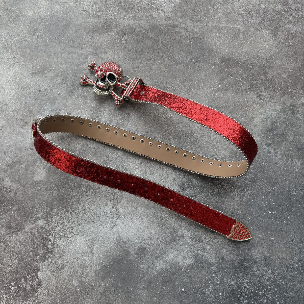 If Six Was Nine Amazing Y2K Rhinestones Skull BB Simon Style Belt Size ONE SIZE - 6 Thumbnail