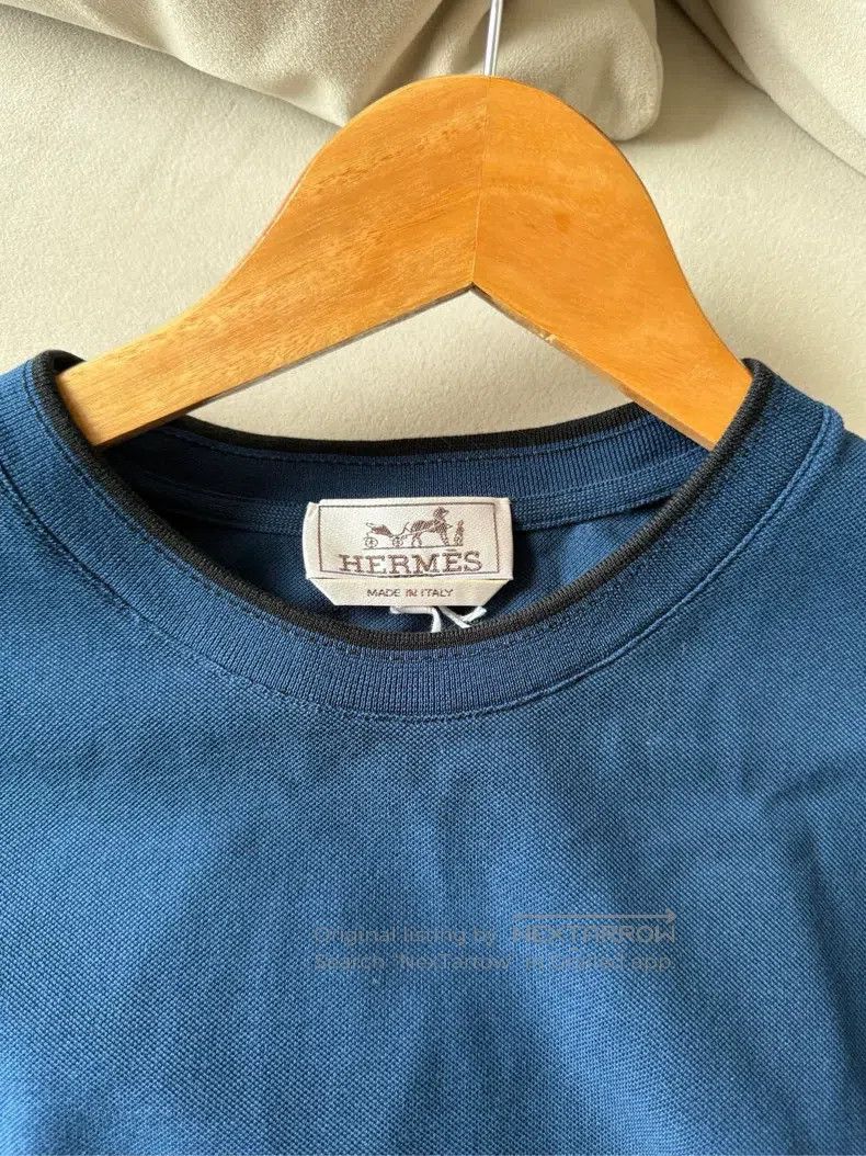 Hermes Hermes T-shirt with a small H pocket on the chest, blue Size US L / EU 52-54 / 3 - 3 Thumbnail