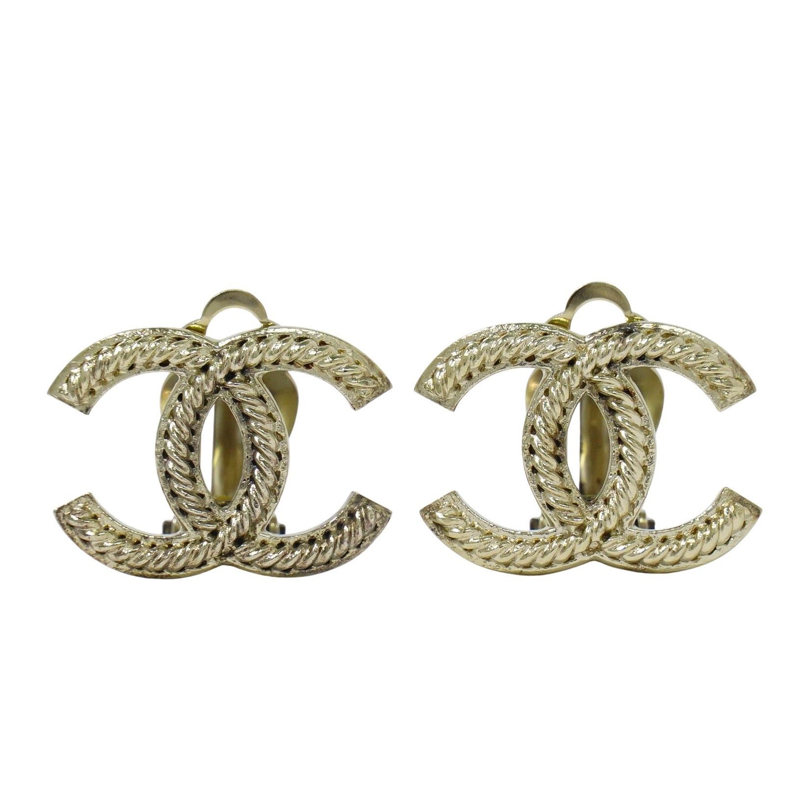 Chanel Chanel CC Hoop Clip-On Earrings Crystal Embellished Metal Size ONE SIZE - 1 Thumbnail