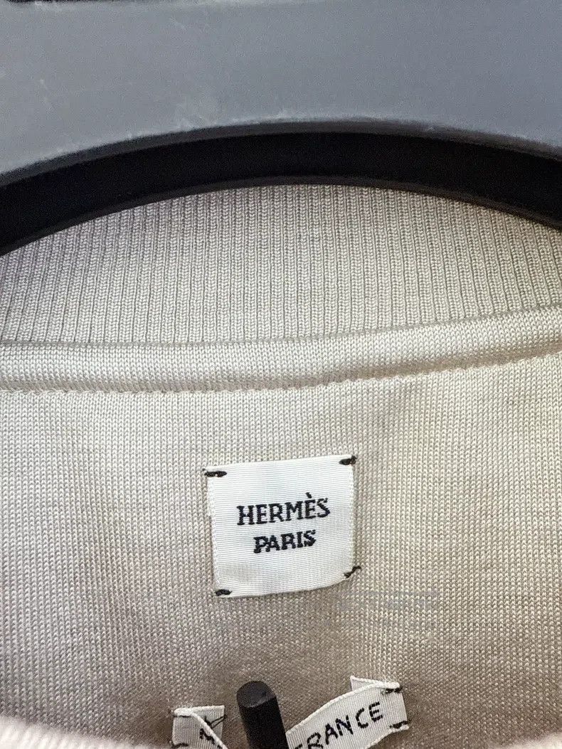 Hermes Hermes Oatmeal-colored silk cotton round-neck seal logo sw Size 4XL / US 24-26 - 5 Thumbnail