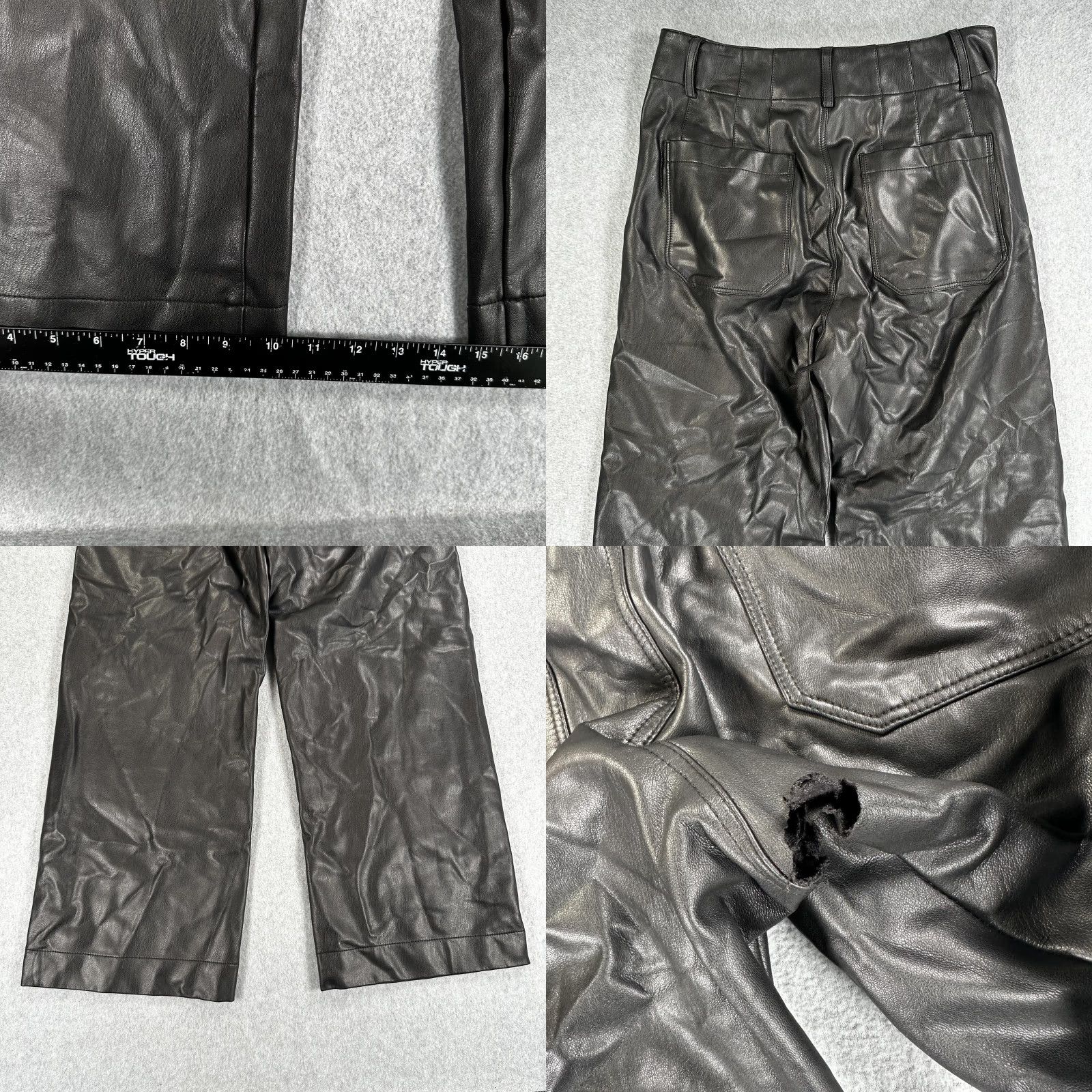 Vintage Maeve The Colette Pants Womens 29 Black Faux Leather Wide Leg High Rise Dress Pants Size 29" - 8 Thumbnail