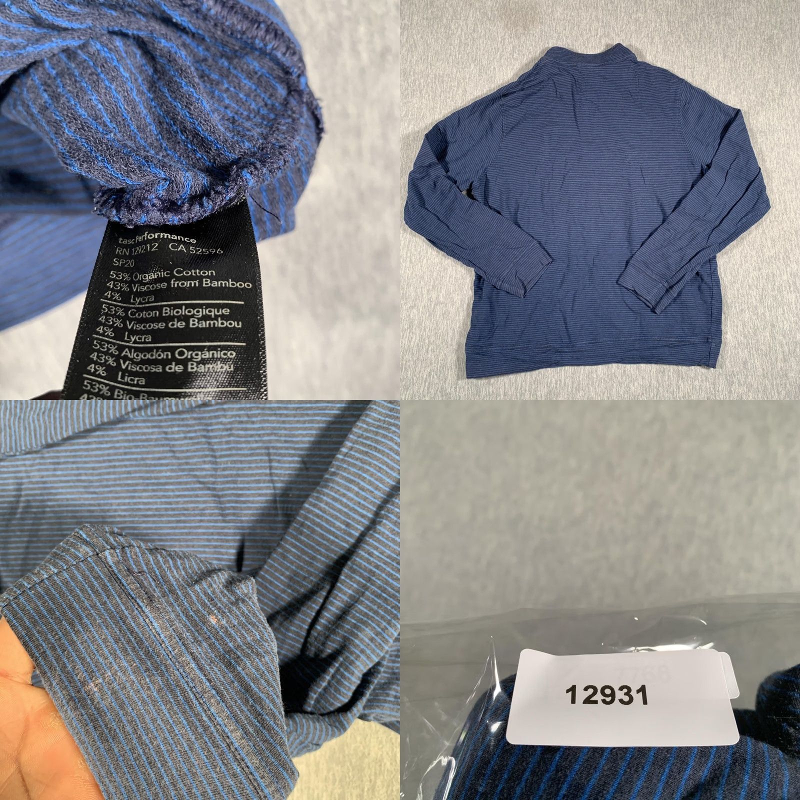 Vintage Tasc Performance Mens XL Blue Striped Quarter Zip Bamboo Blend Pullover Sweater Size US XL / EU 56 / 4 - 8 Thumbnail