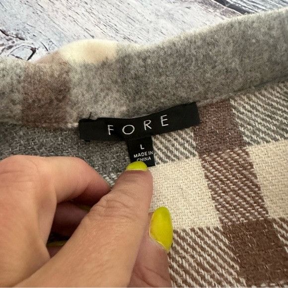 Other FORE Plaid Button-Up Wool Blend Shacket Jacket - Gray and Br Size L / US 10 / IT 46 - 5 Thumbnail