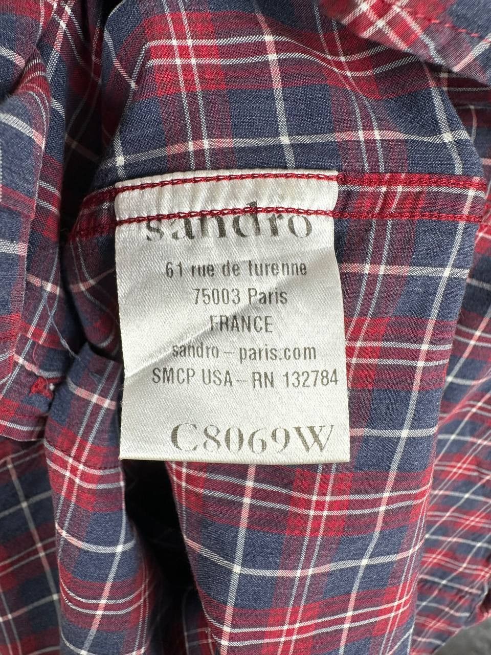 Sandro Sandro Paris Check Button-Down Button Shirt Slim Fit LS Size US XL / EU 56 / 4 - 14 Thumbnail
