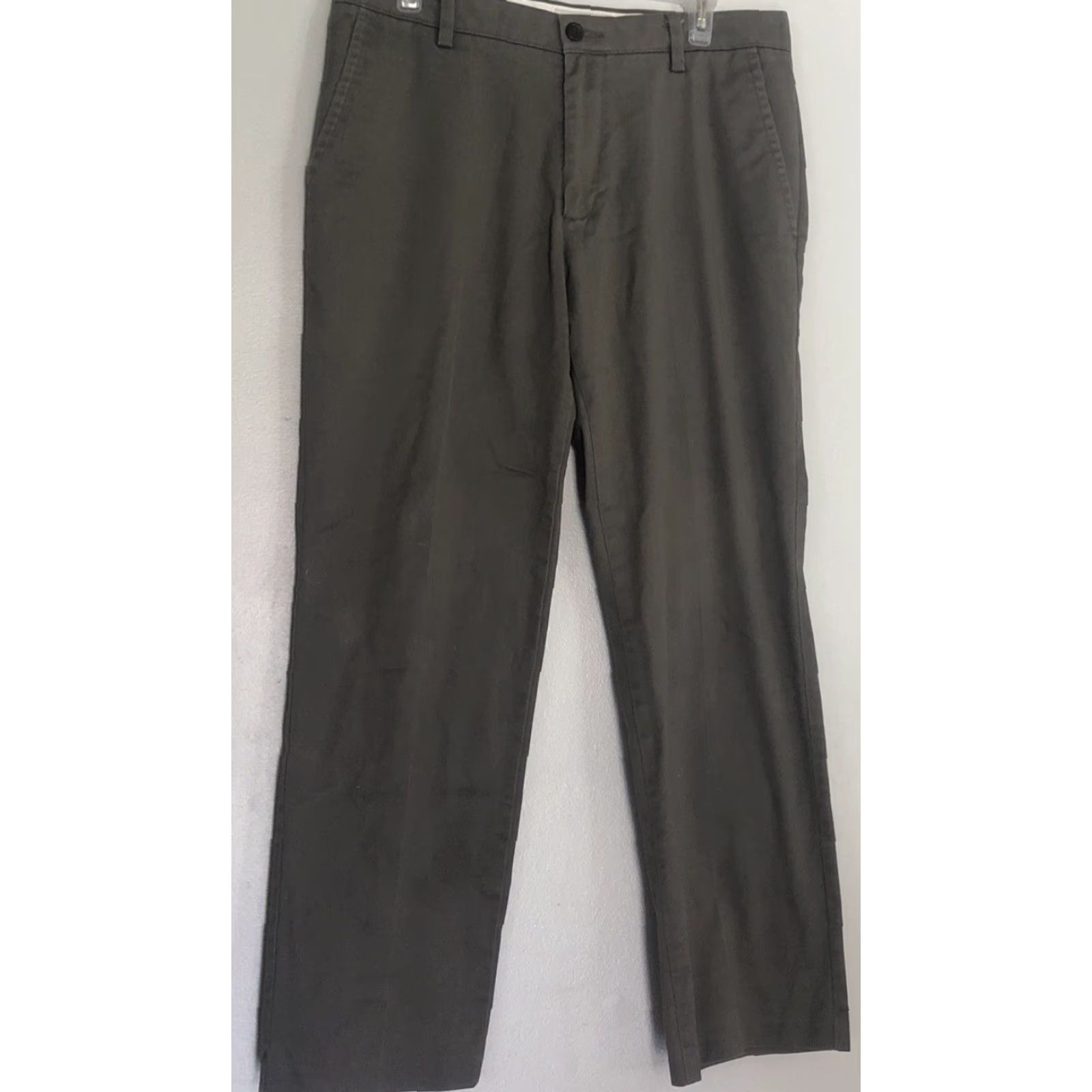 Dockers DOCKERS Pants Mens 33X30 Gray Flat Front Straight Fit Chino Dress Casual Size US 33 - 2 Thumbnail
