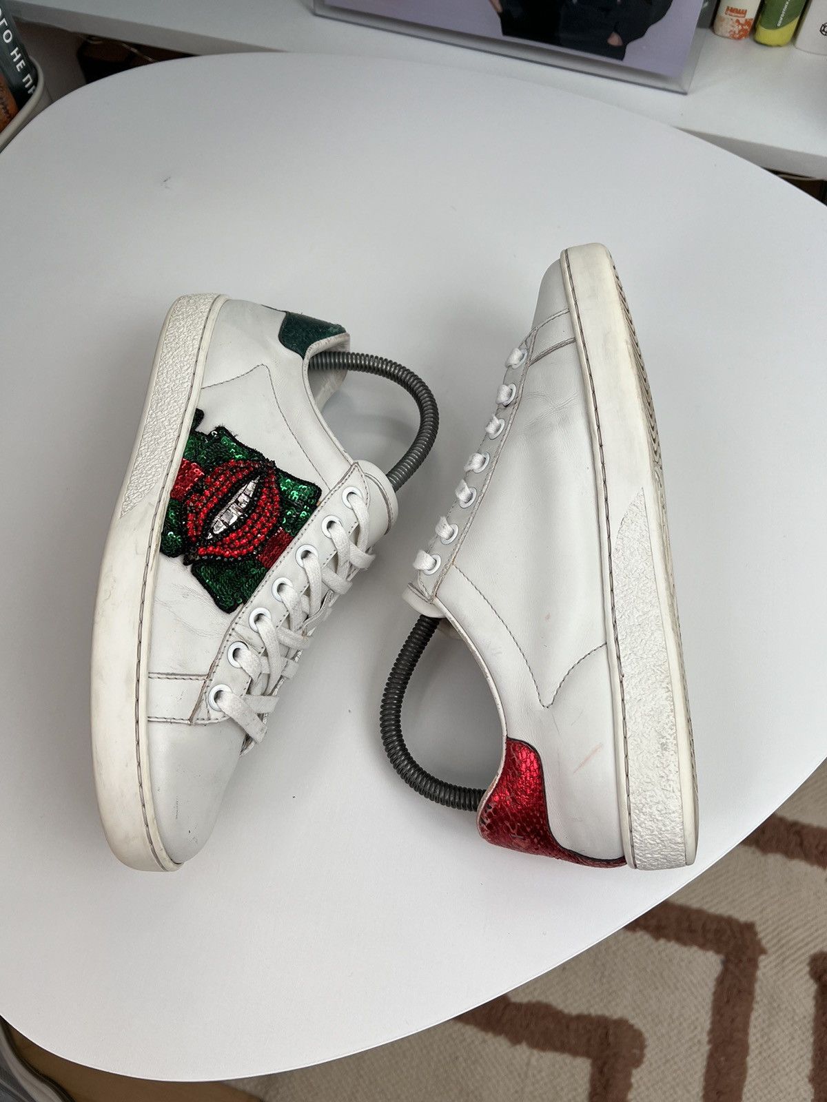 Designer × Gucci gucci low top sneakers lips leather shoes streetwear women's Size US 5.5 / IT 35.5 - 6 Thumbnail