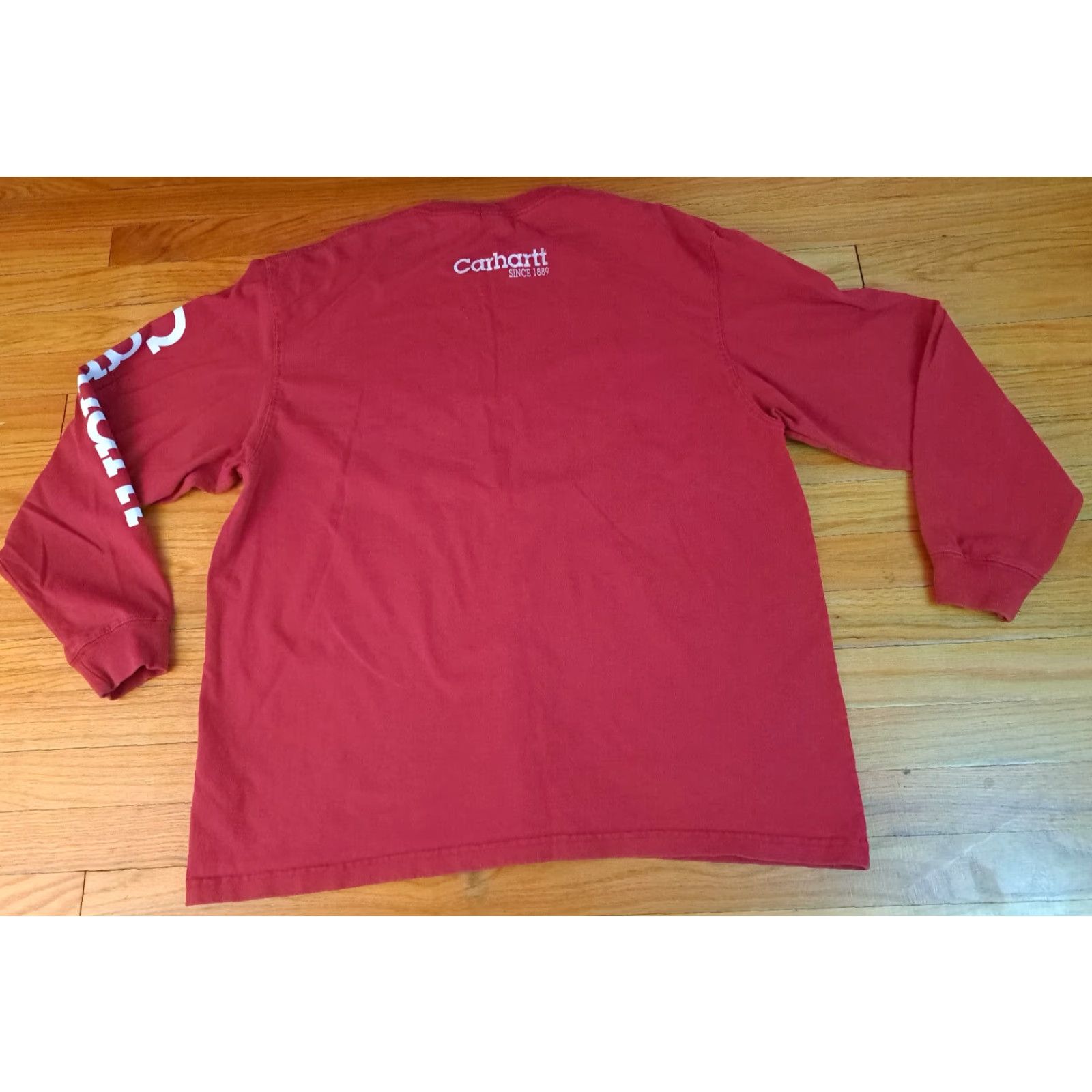 Carhartt VINTAGE Carhartt Long Sleeve T-Shirt Red Large 90s Cotton Printed Unisex Adults Mens Womens Size US L / EU 52-54 / 3 - 5 Thumbnail