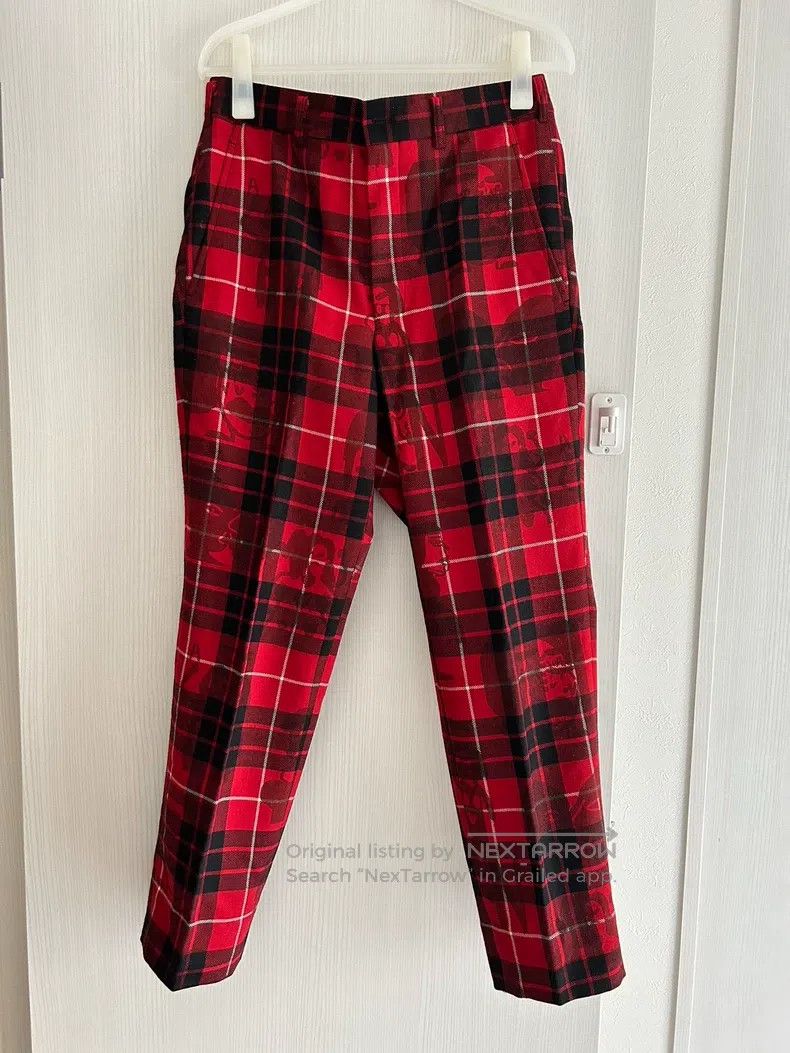 Comme des Garcons Comme Des Garcons size S Red checkered wool long pants Size 23" - 4 Thumbnail