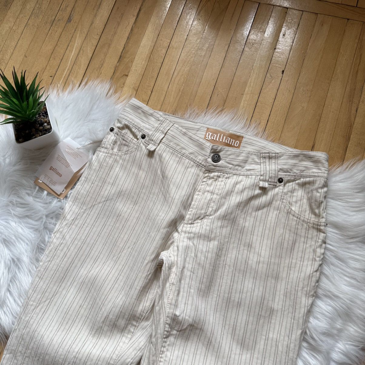 John Galliano 📌 NEW John Galliano Y2K 00s Big Logo Striped Beige Pants Size 29" - 12 Thumbnail