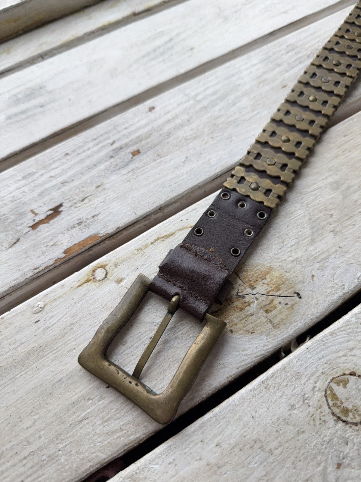 Japanese Brand RARE Save The Queen Vera Pelle Italian Studded Leather Belt Size ONE SIZE - 8 Thumbnail