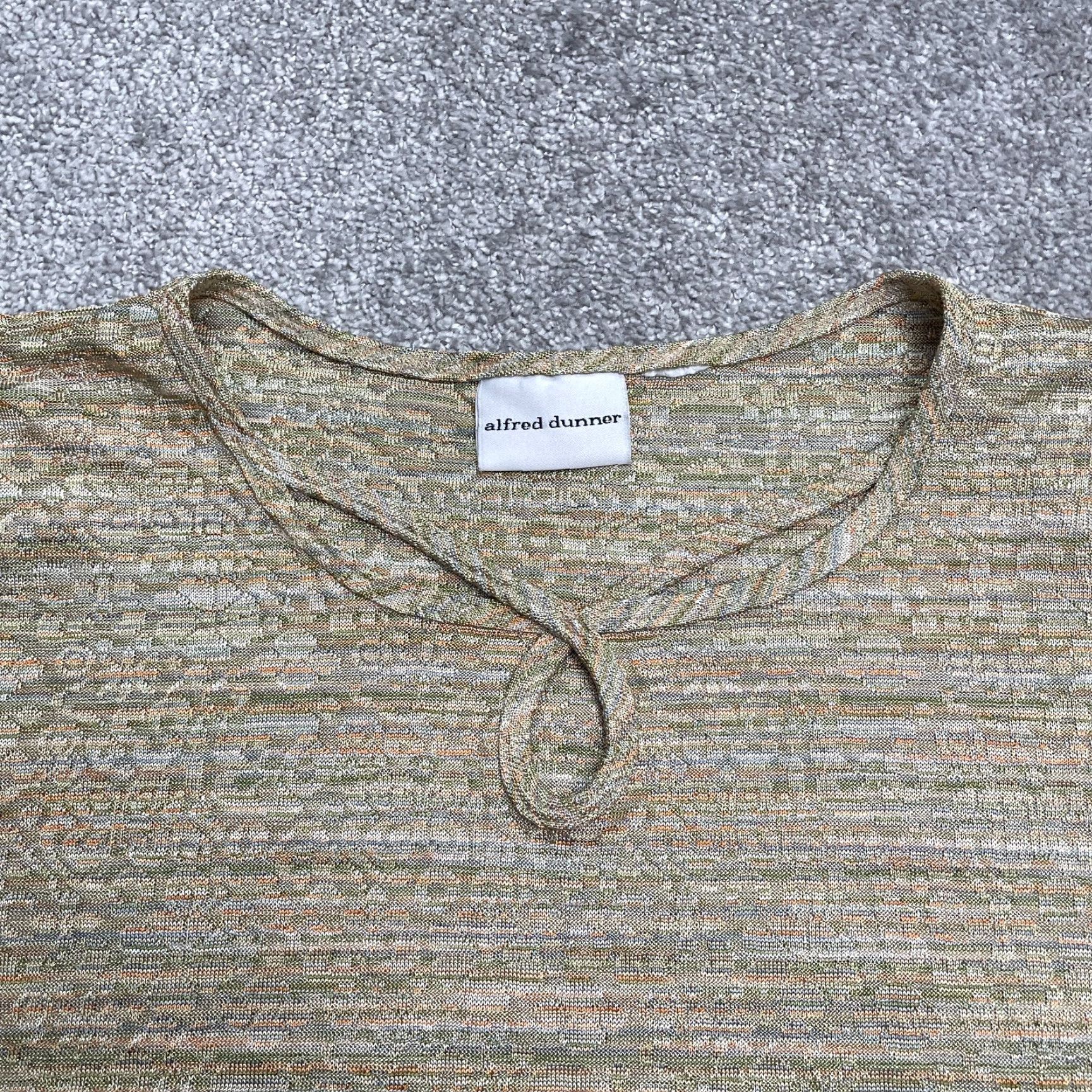 Vintage Alfred Dunner Knitted Keyhole Top Womens 1X Green Floral Size XL / US 12-14 / IT 48-50 - 3 Thumbnail