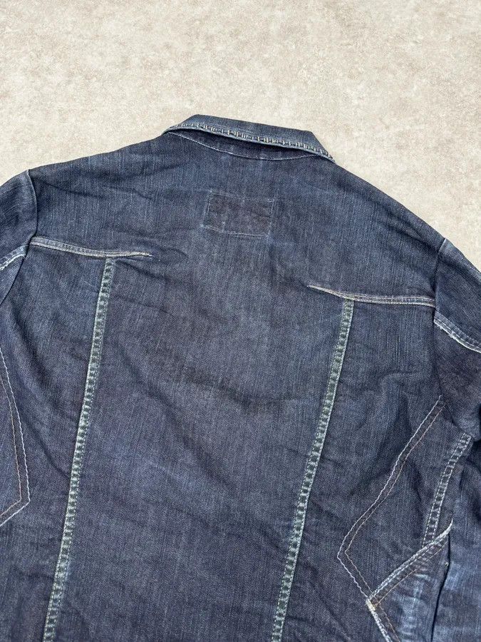Marithe + Francois Girbaud AW2007 Marithé + François Girbaud Navy Structured Buttoned Patchwork Denim Jacket Size US M / EU 48-50 / 2 - 7 Thumbnail