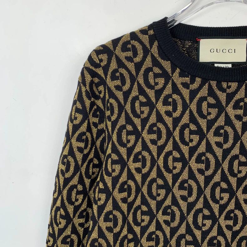 Gucci Gucci Black gold thread logo full print inlaid round-neck w Size US XS / EU 42 / 0 - 3 Thumbnail