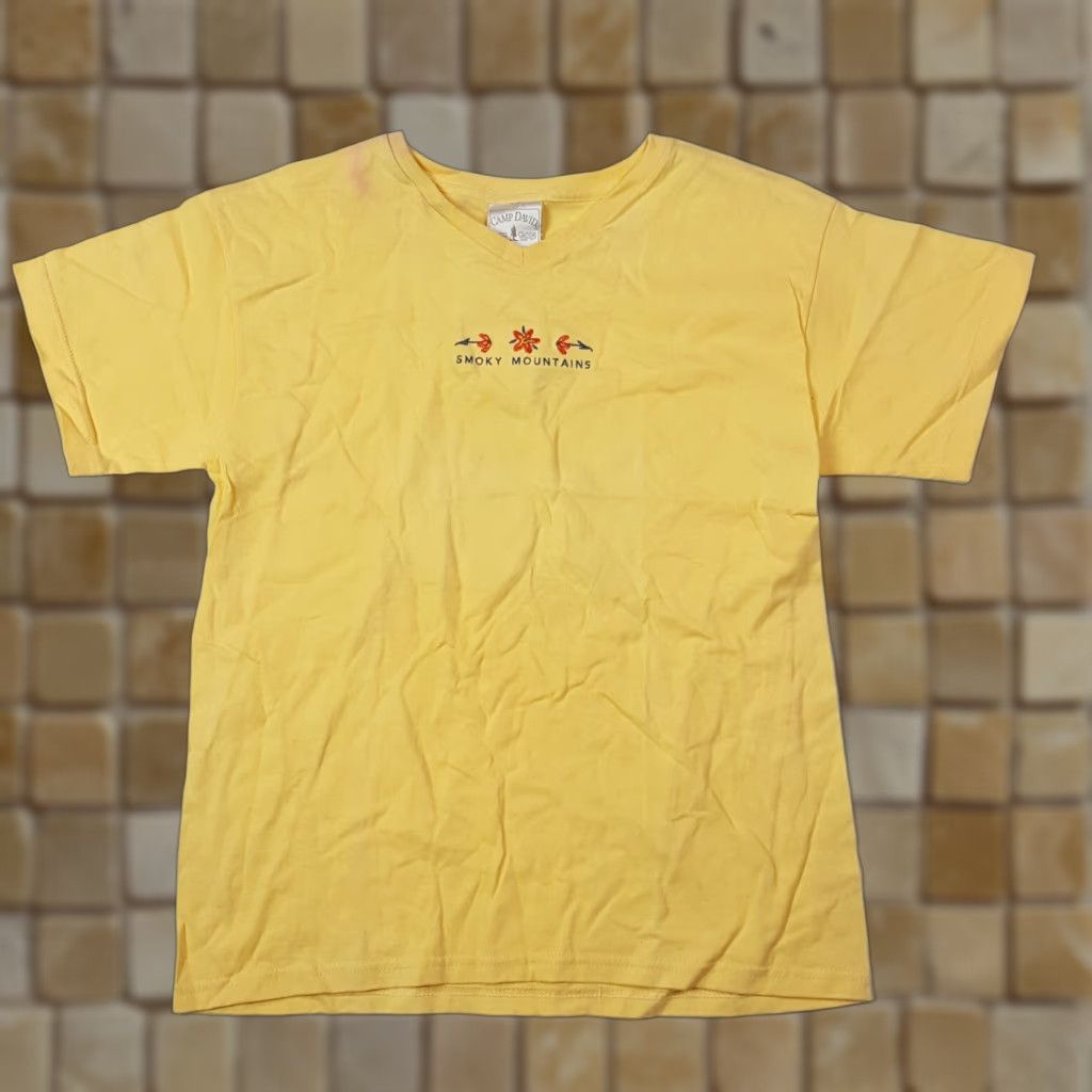 Vintage VINTAGE Camp David Smoky Mountains Women's Medium Yellow Short Sleeve T-Shirt Top Casual 90s Outdoor Yellow Womens Size M / US 6-8 / IT 42-44 - 1 Thumbnail