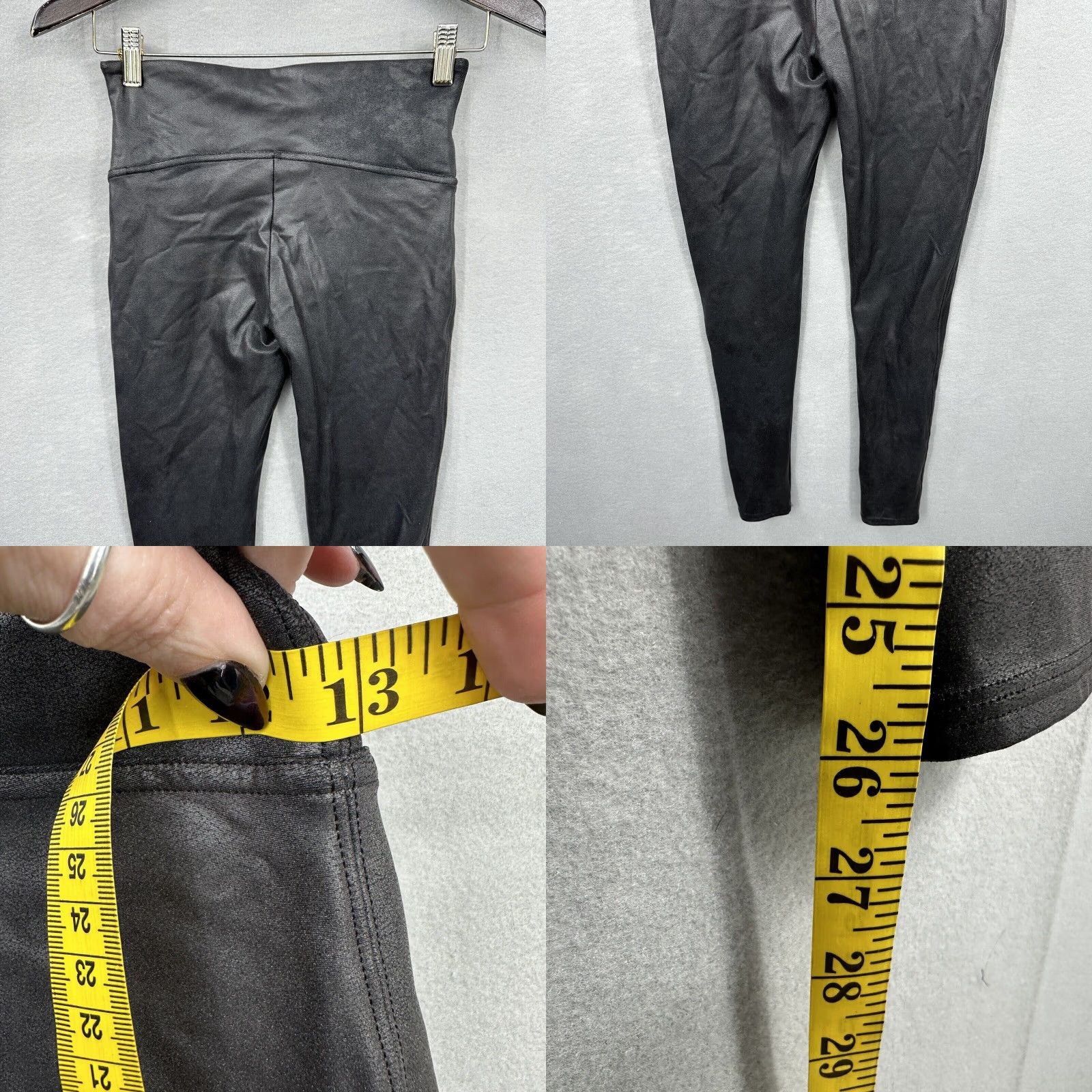 Spanx Spanx Leggings Black Faux Leather Coated Moto Women Petite Medium Shaping Womens Size 32" / US 10 / IT 46 - 8 Thumbnail