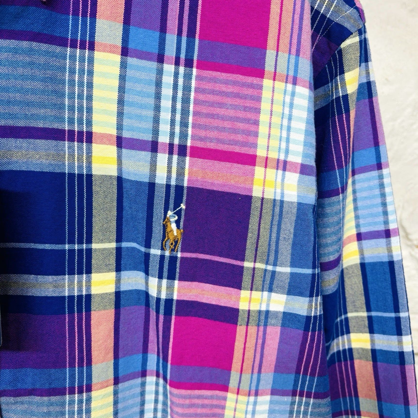 Polo Ralph Lauren Shirt Men's XL Pink Multi Plaid Oxford Cloth Classic Fit NWT Button-Up