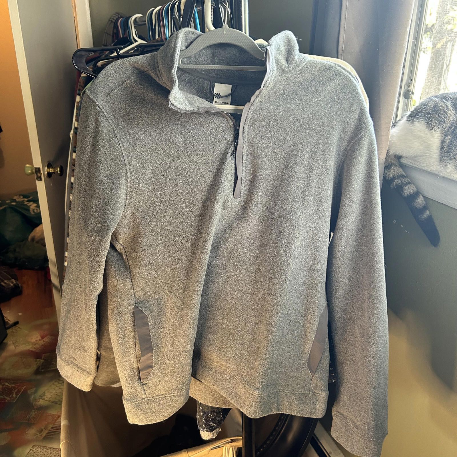 Other All in Motion Men's Gray Activewear Pullover Hoodie - Size L Size ONE SIZE - 2 Thumbnail