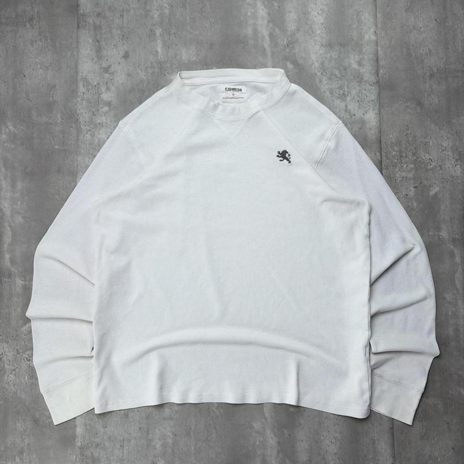 Express Y2K White Express Grunge Skater Thermal Long Sleeve Shirt Size US XL / EU 56 / 4 - 1 Thumbnail