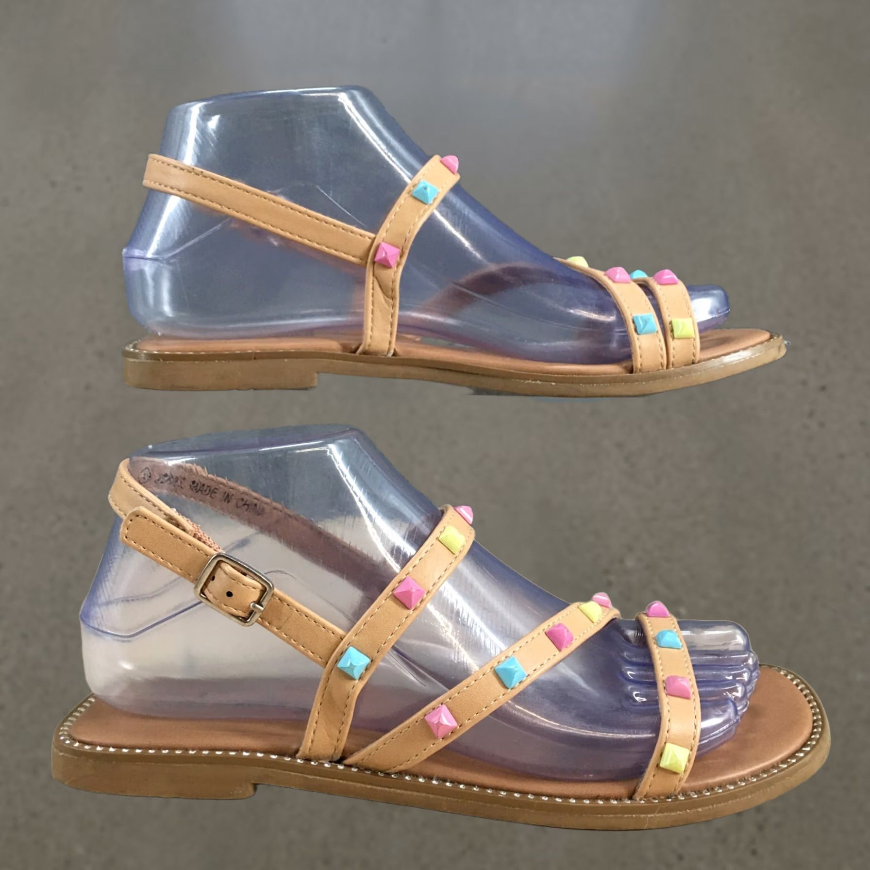 Steve Madden Steve Madden Sandals Women 4 Skill Studed Strappy Slingback Brown Faux Leather Size US 4 / IT 34 - 1 Thumbnail