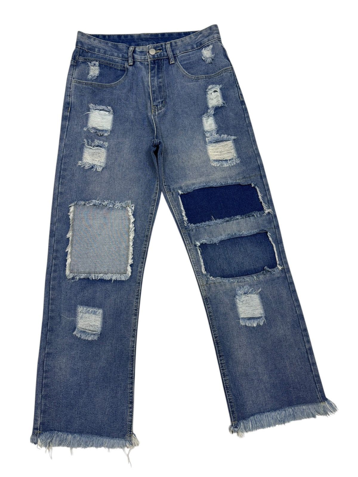 Kapital SHEIN Kapital Patchwork Tapered Leg Distressed Denim Size 30" / US 8 / IT 44 - 3 Thumbnail