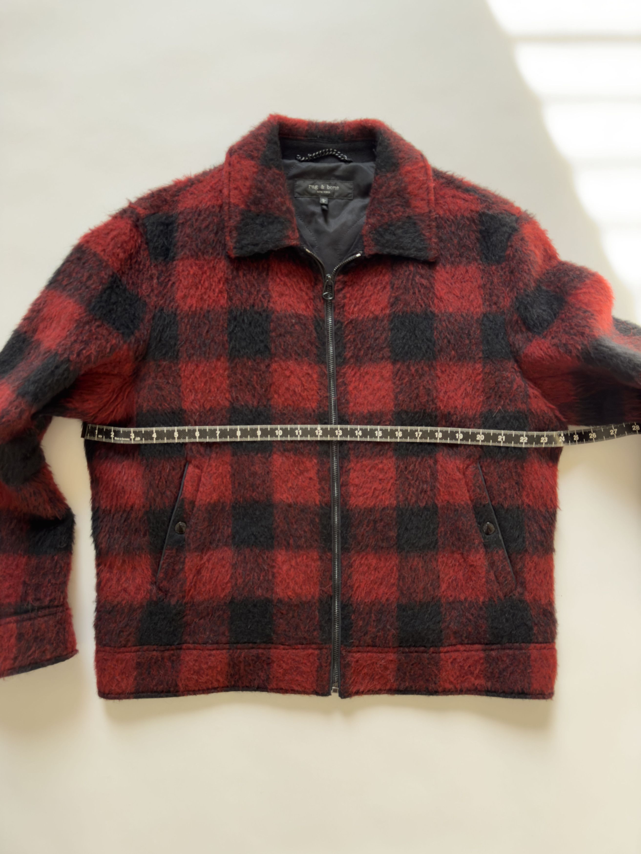 Rag & Bone Faux Fur wool blend fuzzy red plaid jacket Size US L / EU 52-54 / 3 - 8 Thumbnail