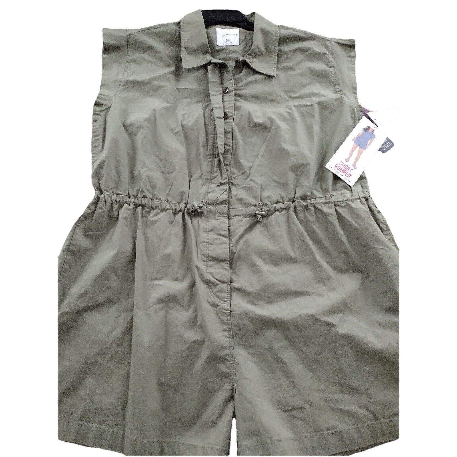 Pinko NWT Celebrity Pink Green Poplin Short Romper 2XL Size 42" / US 20 - 5 Thumbnail