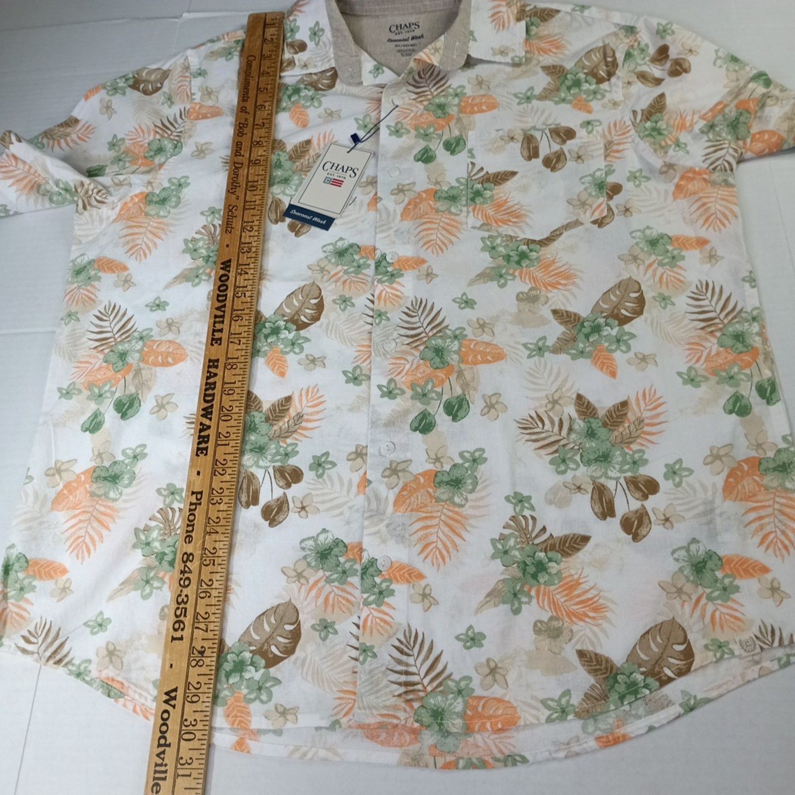 Chaps Chaps Seacoast Wash Linen Woven Shirt Men's XL Pale Khaki Size US XL / EU 56 / 4 - 5 Thumbnail