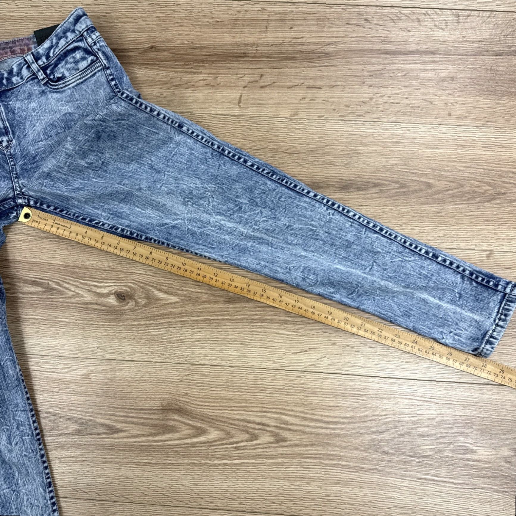 Vintage Bleulab Reversible 8 Pocket Legging Jeans Blue Acid Wash/ Gray Floral Women’s 29 Size 29" - 7 Thumbnail