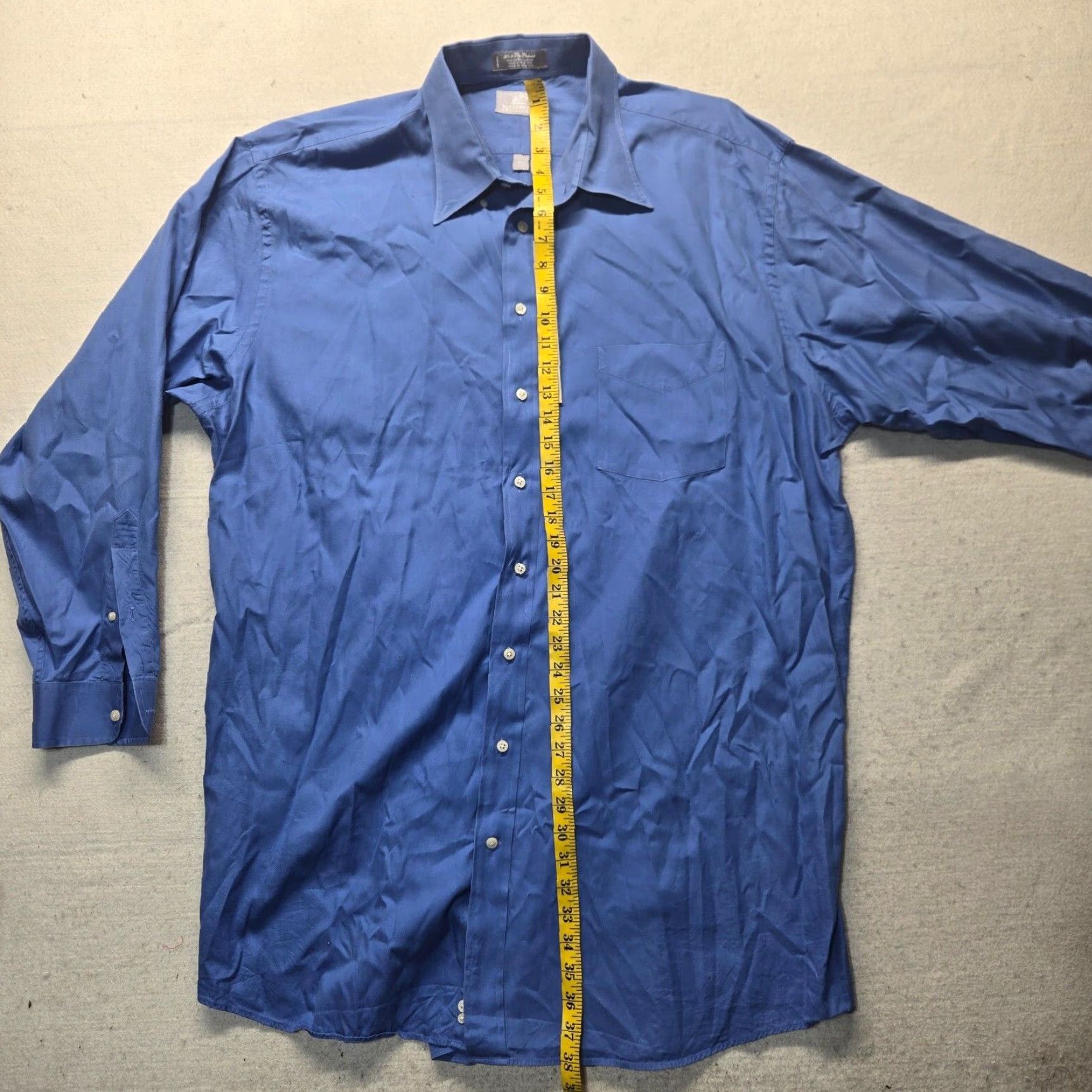 Stafford STAFFORD Dress Shirt Solid Blue Long Sleeve Button Up Adult Men 18.5 37 Tall Wrinkle Resistant Big & Tall 18.5 Mens Shirt Size 48R - 6 Thumbnail