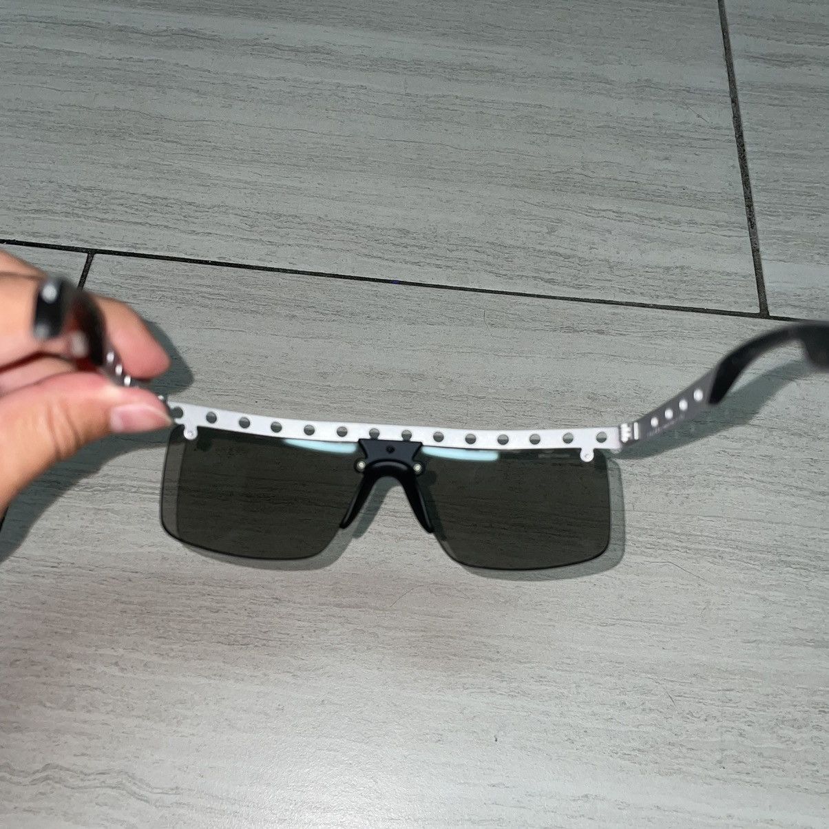 Prada Prada Sunglasses Silver Rough Black Rubber Mirrored Size ONE SIZE - 6 Thumbnail
