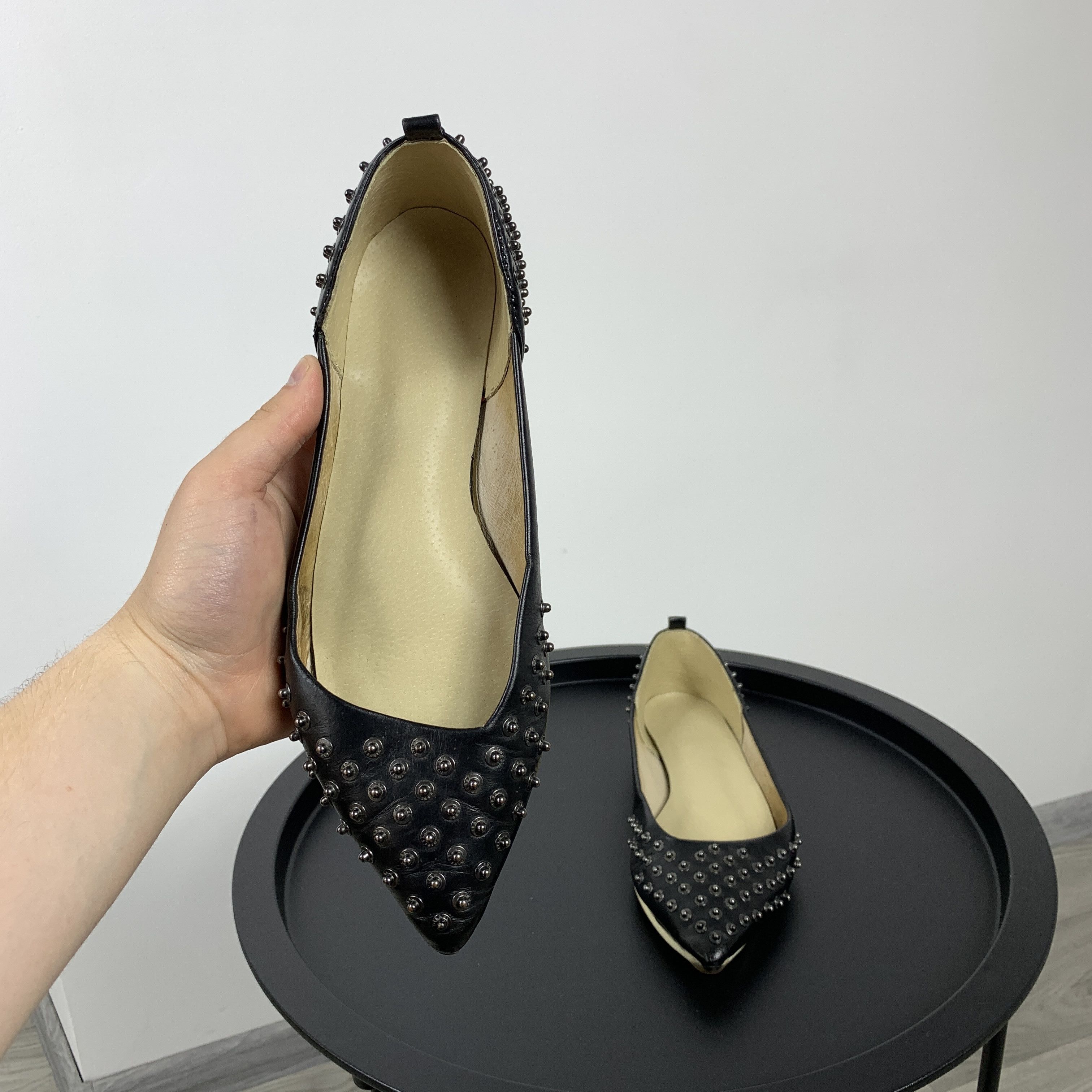 Diesel Vintage Diesel Y2K Rare Black Leather Flats Rivet Shoes Size US 8.5 / IT 38.5 - 1 Thumbnail