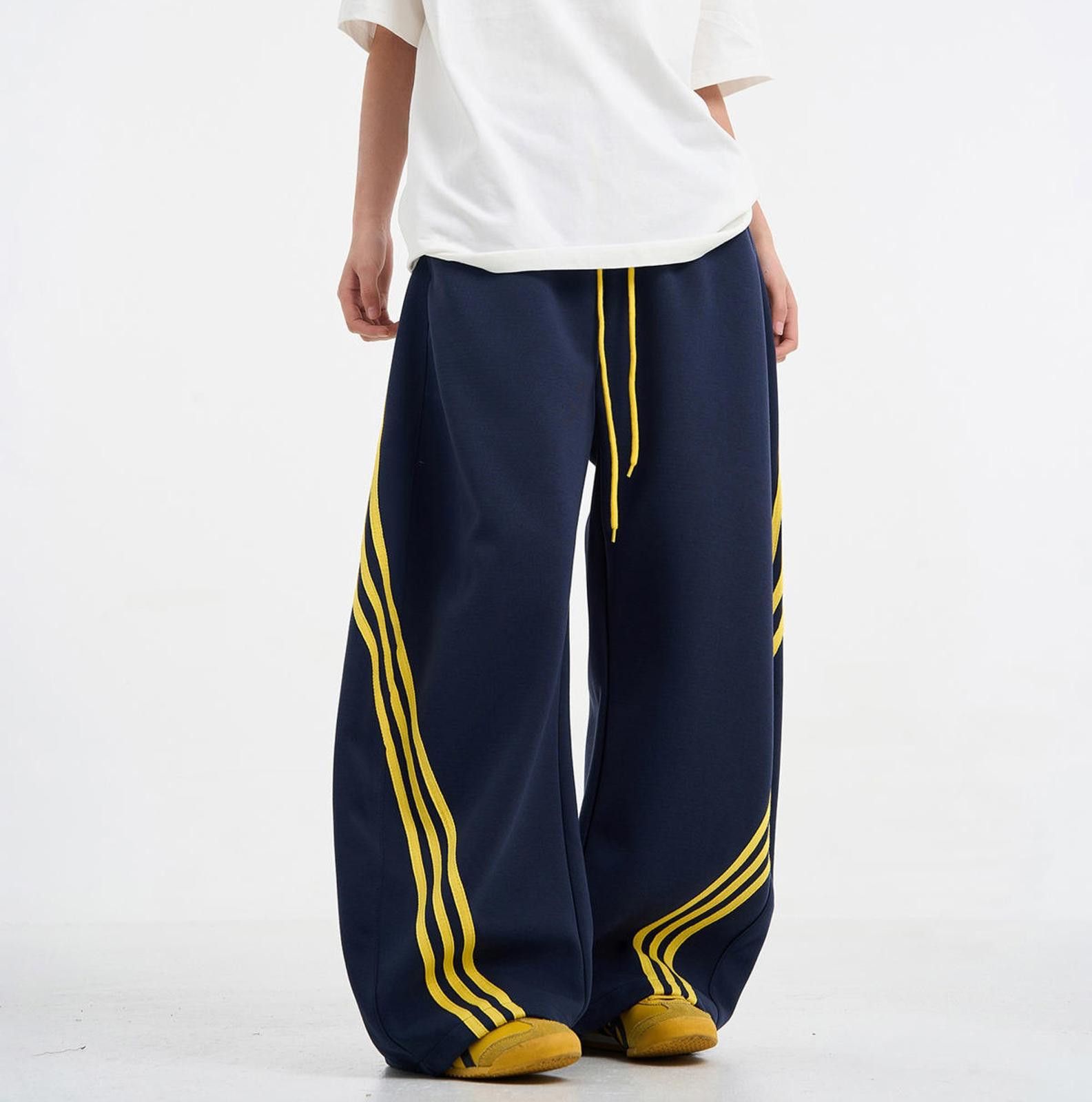 Other Navy Blue Wide-Leg Pants with Yellow Stripes Size US 32 / EU 48 - 1 Thumbnail