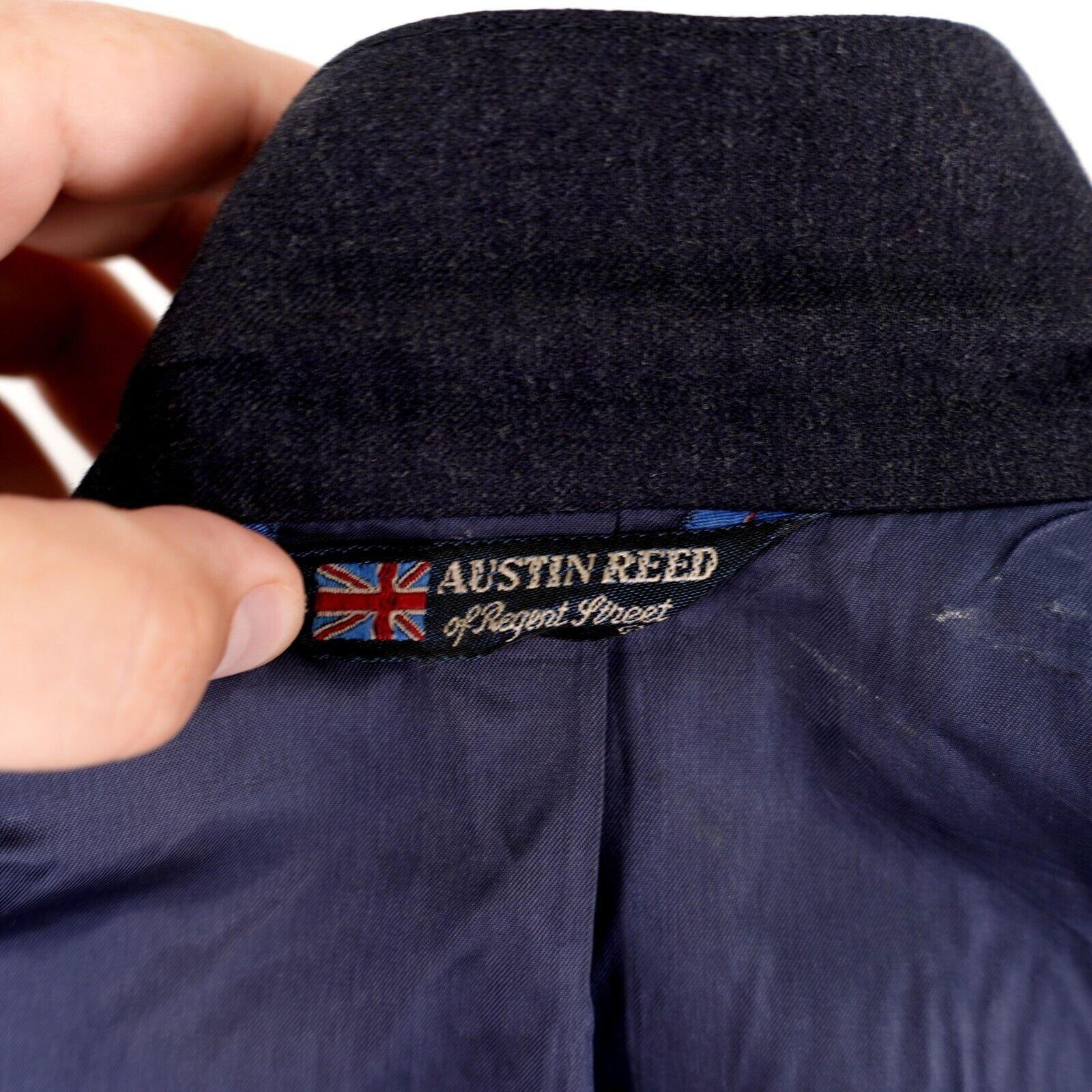 Austin Reed DAMAGED Austin Reed Blue Flannel Wool 2 Button Blazer 40R Ti Size 40R - 12 Thumbnail