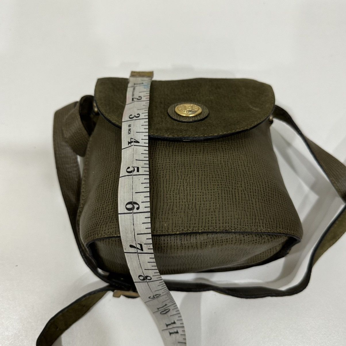 Fendi ‼️LD‼️FENDI ROMA OLIVE GREEN SUEDE FLAP MINI CROSSBODY BAG Size ONE SIZE - 10 Thumbnail