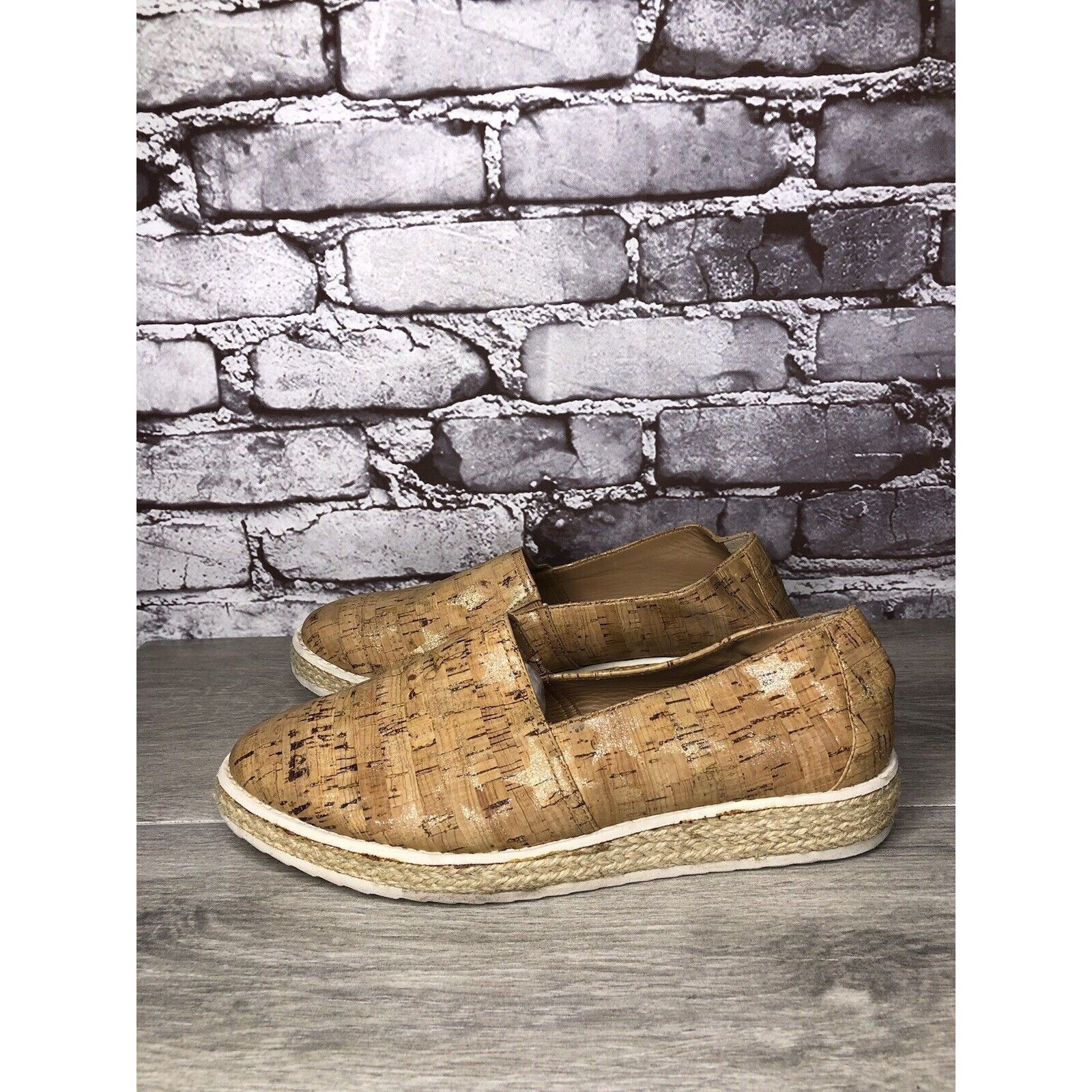 Trask TRASK Cork Tan Sparkle Star Espadrilles Slip On Shoes Women Size US 8 / IT 38 - 20 Thumbnail