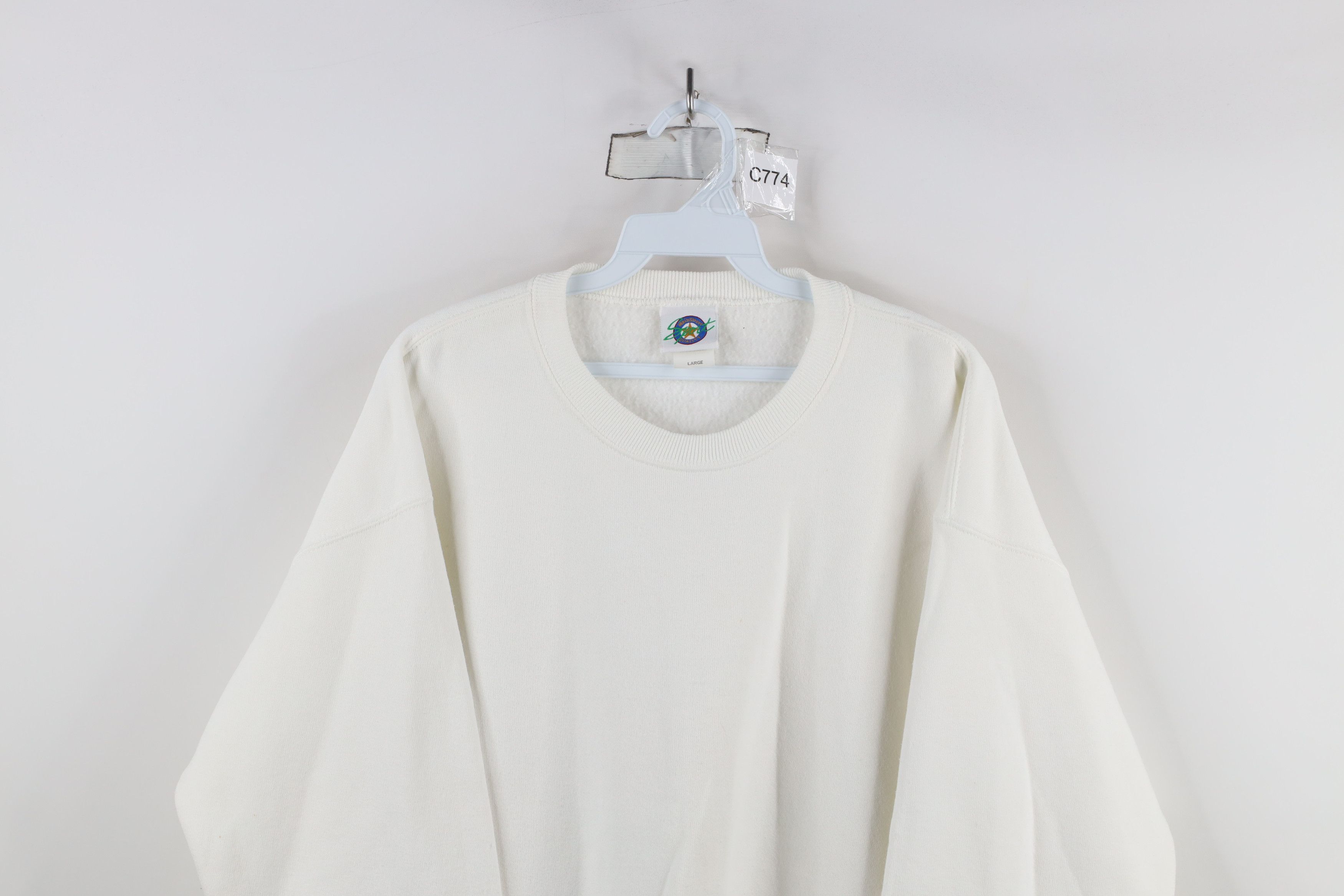Vintage Vintage 90s Streetwear Blank Crewneck Sweatshirt White USA Size US L / EU 52-54 / 3 - 2 Thumbnail