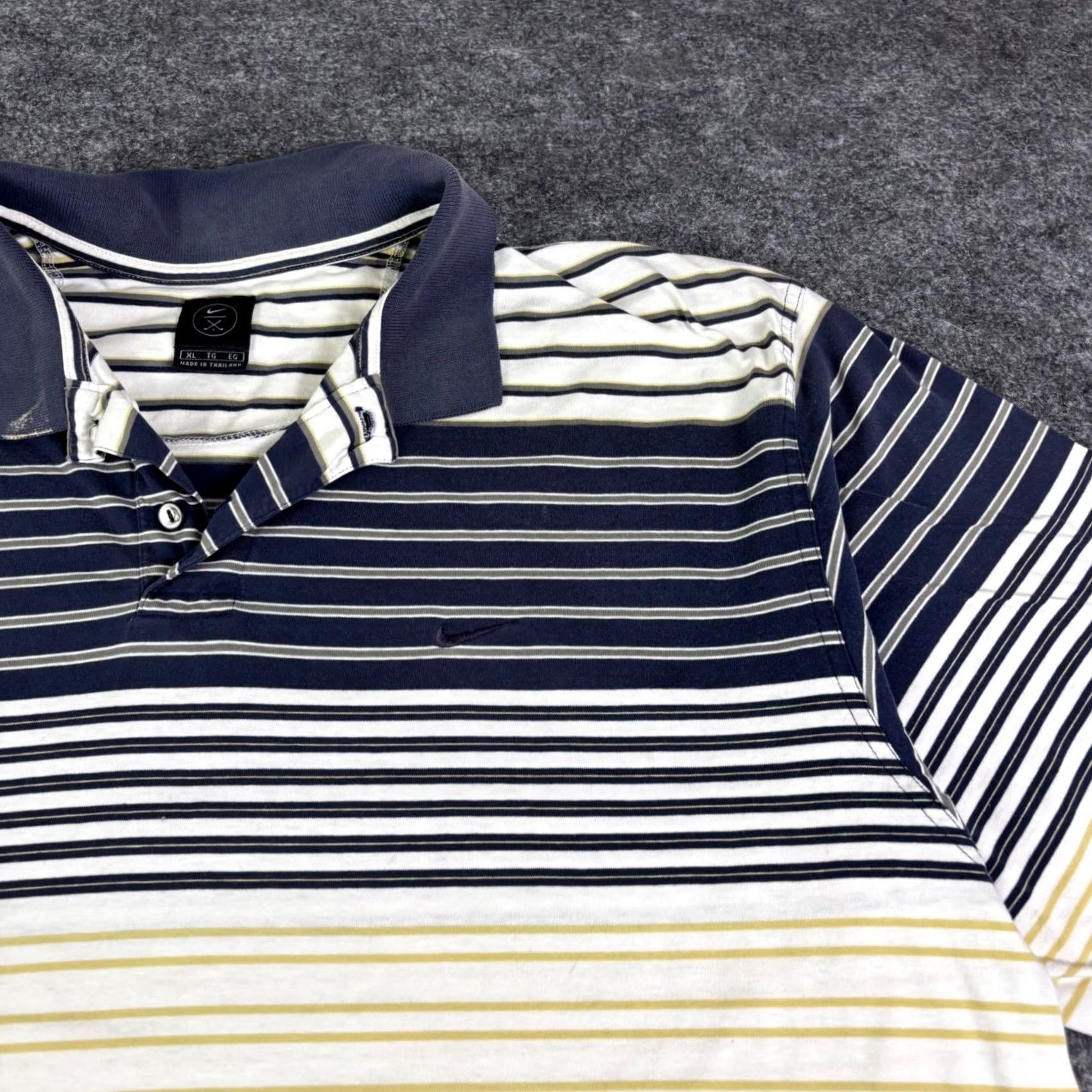 Nike Nike Golf Polo Shirt Mens XL Short Sleeve Striped Navy Blue Yellow White Multicolor 90s Casual Golf Shirt Size US XL / EU 56 / 4 - 6 Thumbnail