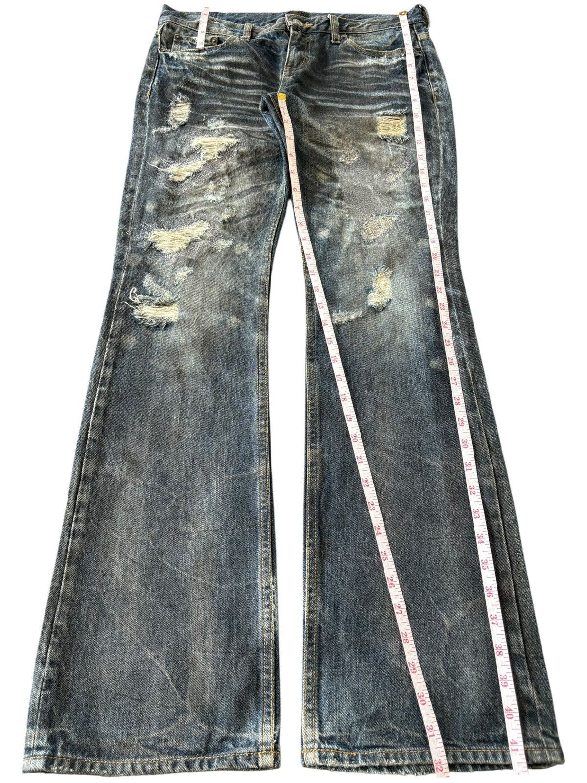 JACKROSE Vintage Japanese Jackrose Vomit Distressed Flare Jeans Size US 33 - 8 Thumbnail
