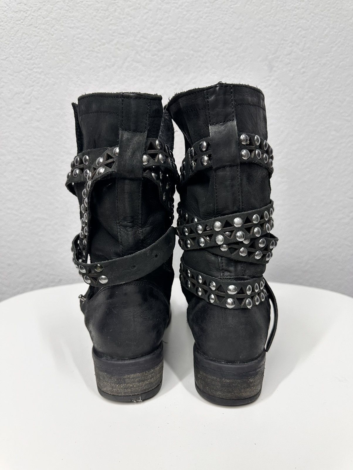 A.S.98 Vintage Metal Zip Leather Boots AS 98 Western Gothic Rick Size US 7 / IT 37 - 8 Thumbnail