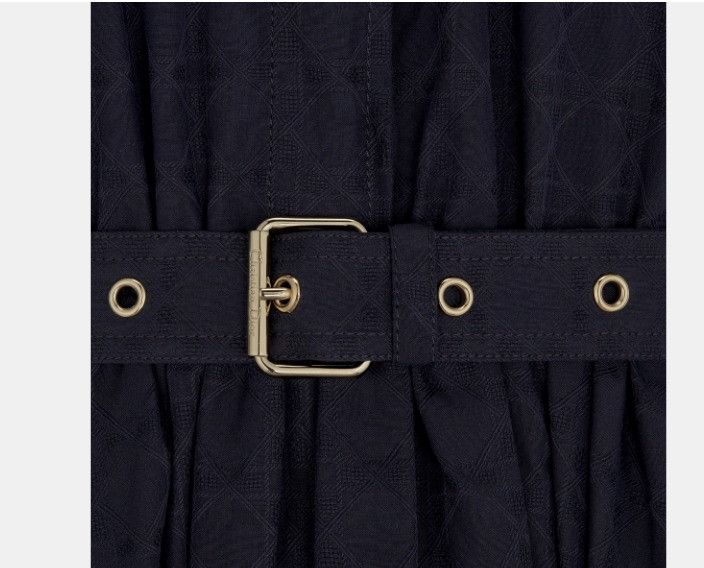 Dior o1w1db10325 411R59 Belted Midi Dress in Navy Blue Size L / US 10 / IT 46 - 3 Thumbnail