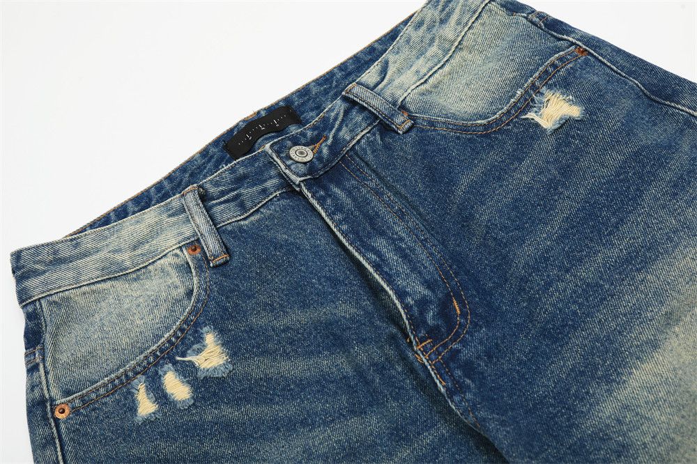 Japanese Brand × Jean Distressed men's high street trend heavy washed ripped jeans Size US 32 / EU 48 - 4 Thumbnail
