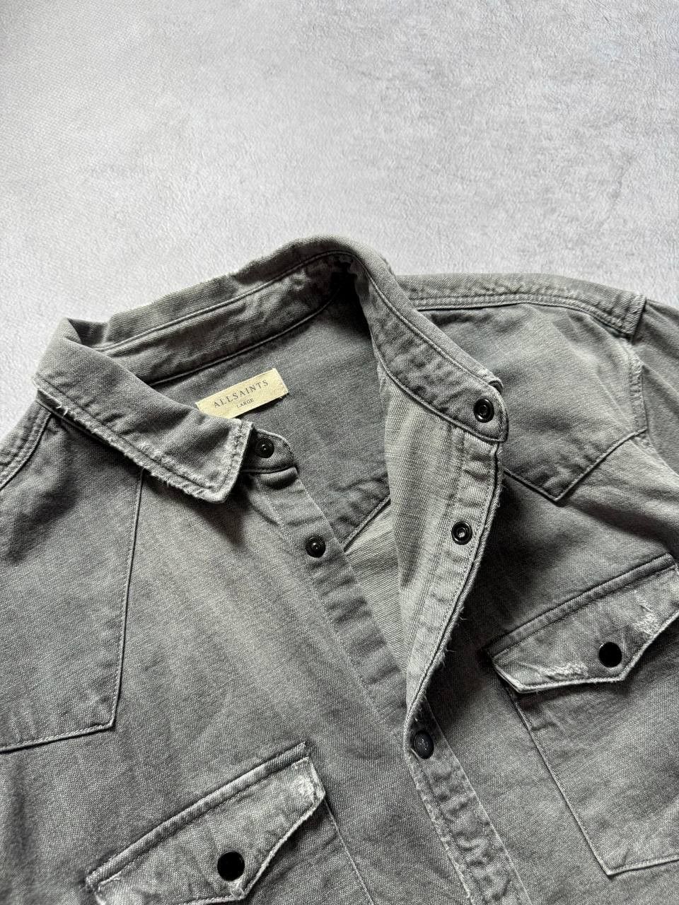 Allsaints AllSaints Distressed Long Sleeve Shirt Washed Gray Size US L / EU 52-54 / 3 - 9 Thumbnail