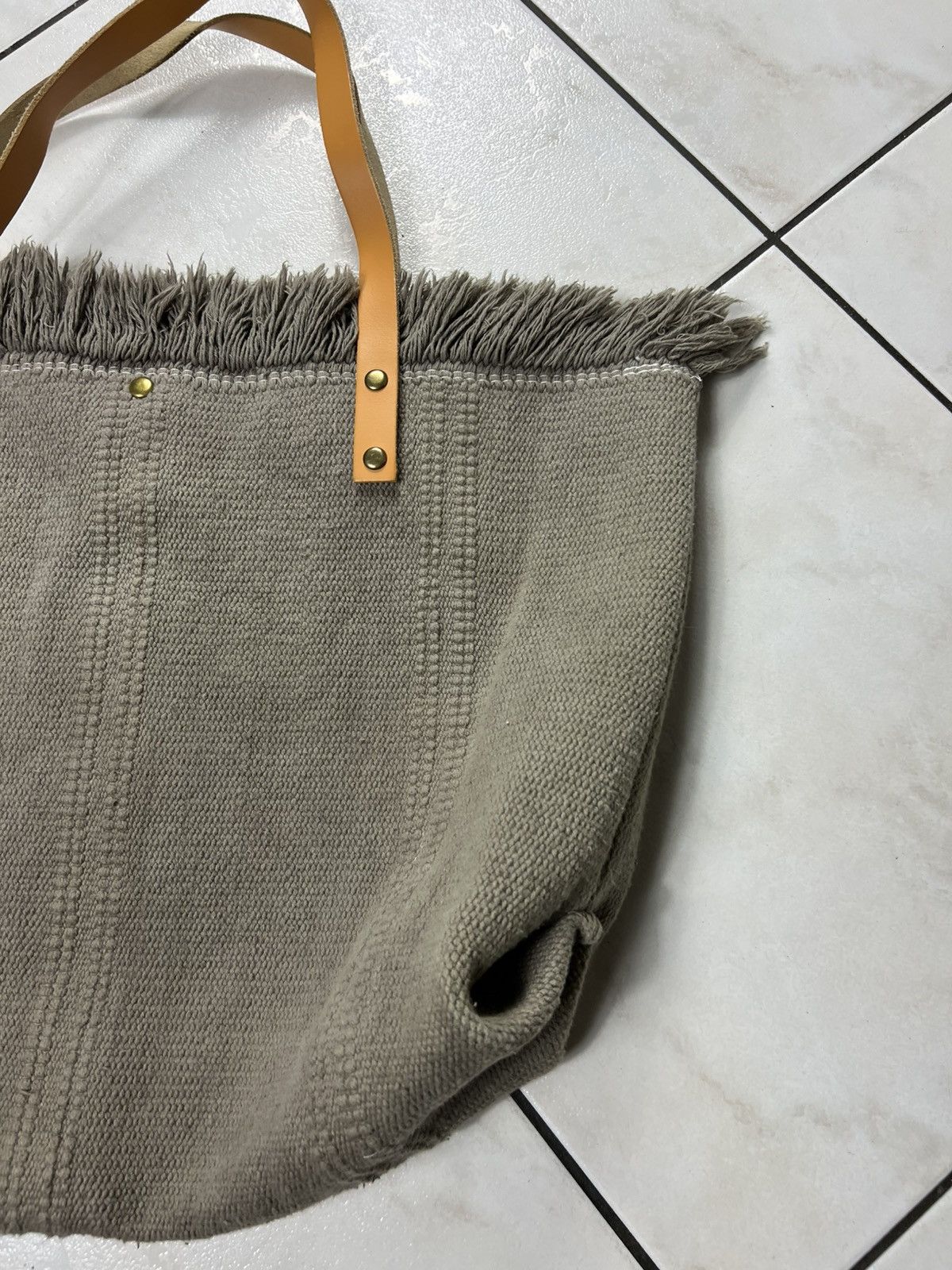 Loewe Loewe big tote bag knitted canvas fringle leather logo Size ONE SIZE - 12 Thumbnail