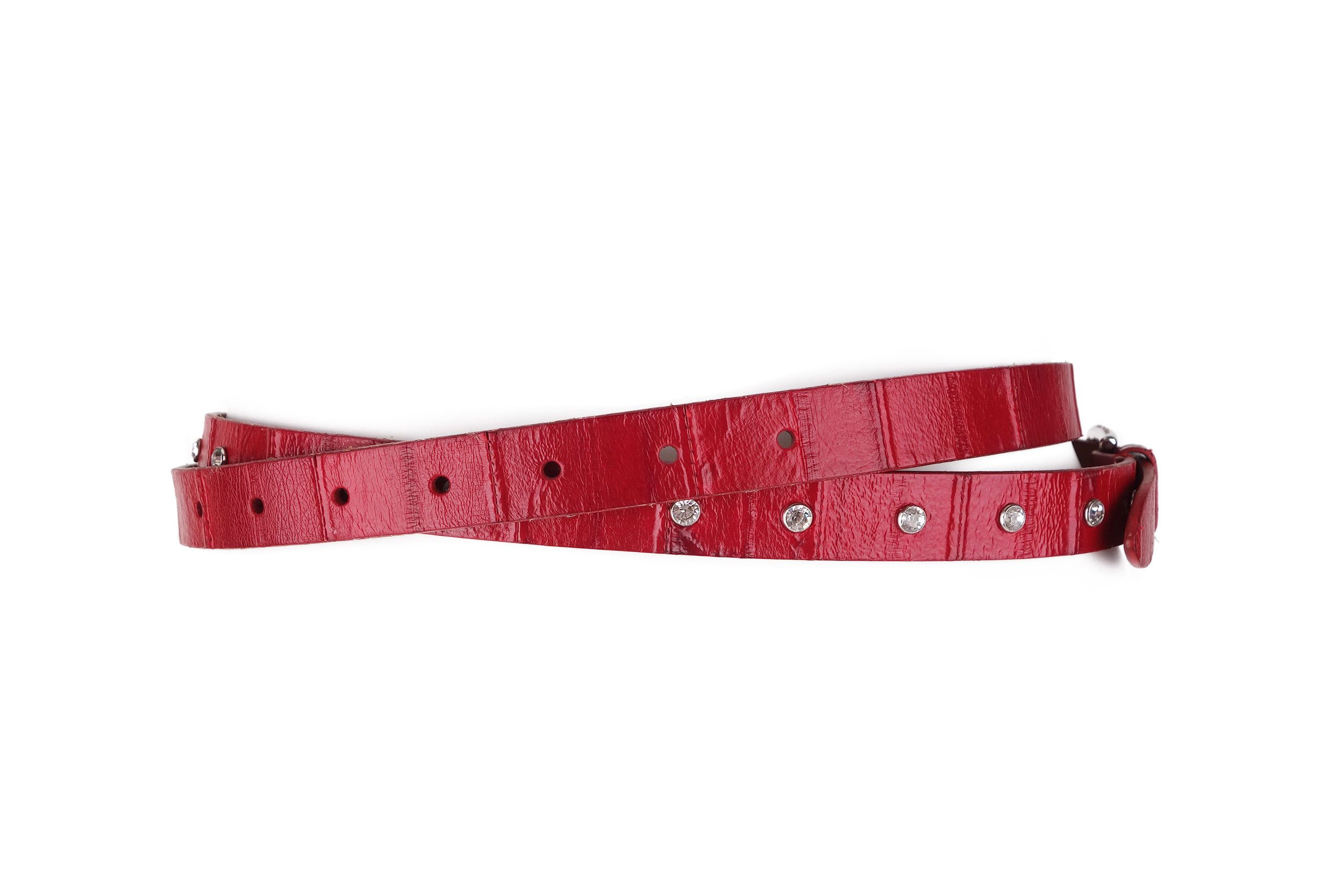 Dolce & Gabbana Dolce Gabbana Red Leather Belt Studded Rhinestone Crystal 36 Size ONE SIZE - 9 Thumbnail